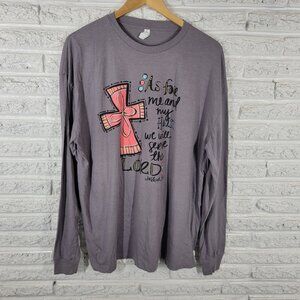 LIF Apparel Womens Top XL Tee Long Sleeve Joshua 24:15 Christian NOV194XE